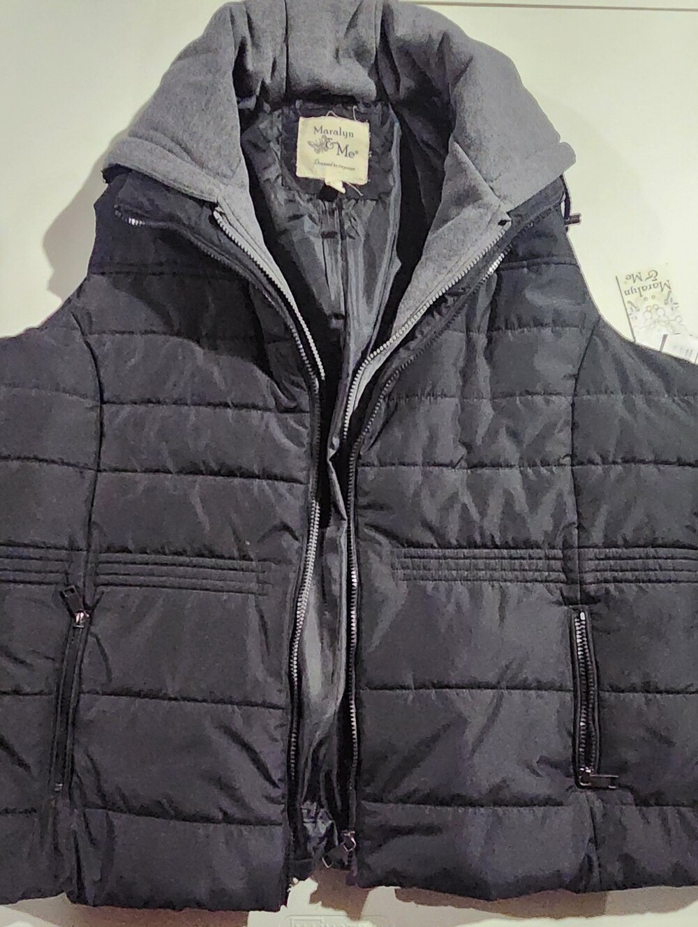 Maralyn & Me Quilted Puffer Vest in Charcoal Gray Size 2X
